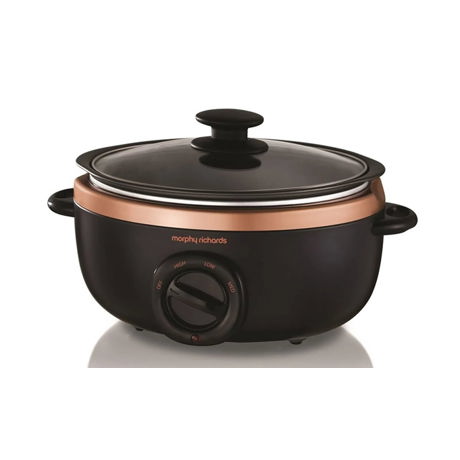 Slowcooker Morphy Richards Sear and Stew Rose Gold 461016EERROM, 6.5L, Inchidere automată, Oala aluminiu, Negru/cupru