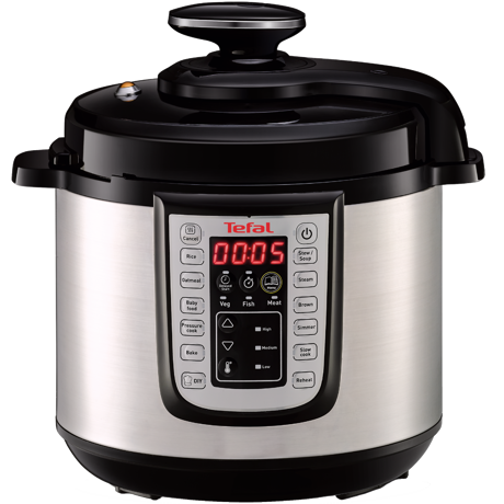 Oala sub presiune electrica multifunctionala Tefal One Pot CY505E30, 25 de programe, Functie Do It Yourself, Pornire programabila, Pastrare la Cald, 6 L, Negru/argintiu