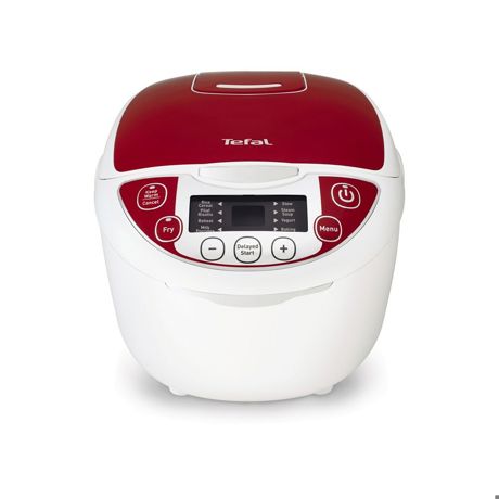 Multicooker Tefal Fuzzy RK705138, 600 W, 5 L, 10 functii, Timer, Alb/Rosu