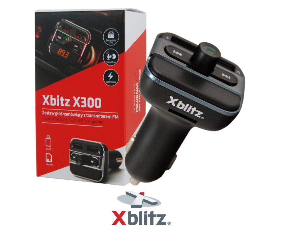 Modulator FM Xblitz X300, functie CarKit, Bluetooth, microfon incorporat, negru