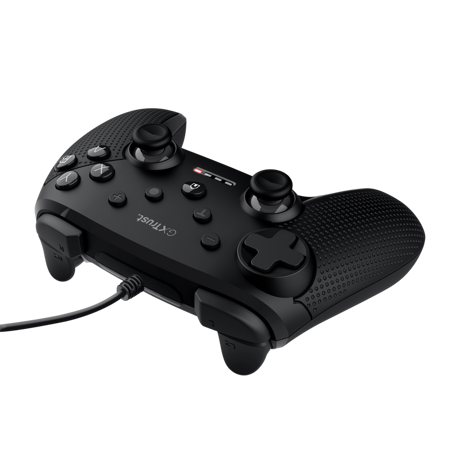 Trust GXT 541 Muta Wired controller pentru PC    Features Mobile phone mount no Software no   Control Controls 8-way, directional pad, A, B, X, L1, L2, L3, R1, R2, R3, select, start Number of buttons 15 Shoulder buttons yes Programmable buttons no Trigger buttons yes Pressure sensitive buttons no