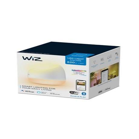 Veioza LED inteligenta portabila WiZ Squire, Wi-Fi + Bluetooth, 9W, 620 lm, lumina alba reglabila, compatibil Google Assistant/Alexa/Siri, Alb