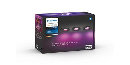 Pachet 3 spoturi incastrate LED RGB inteligente Philips Hue Centura, Bluetooth, GU10, 3x5.7W, 750 lm, lumina alba si colorata, Aluminiu