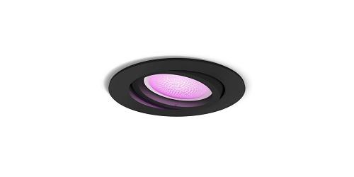 Spot luminos incastrat LED RGB inteligent Philips Hue Centura, Bluetooth, GU10, 5.7W, 230 lm, lumina alba si colorata, Negru