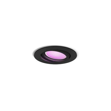 Spot luminos incastrat LED RGB inteligent Philips Hue Centura, Bluetooth, GU10, 5.7W, 230 lm, lumina alba si colorata, Negru