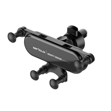 Suport auto telefon Gravity Serioux CH04,  Material: ABS, Mod de instalare: tip cataramă, poziție fixă: aerisire, culoare: negru, potrivit pentru: telefon mobil