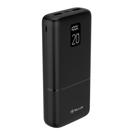 Baterie externa Tellur Boost Pro PD202 20000mAh 2xQC3.0 22.5W + PD 20W, LCD display, negru