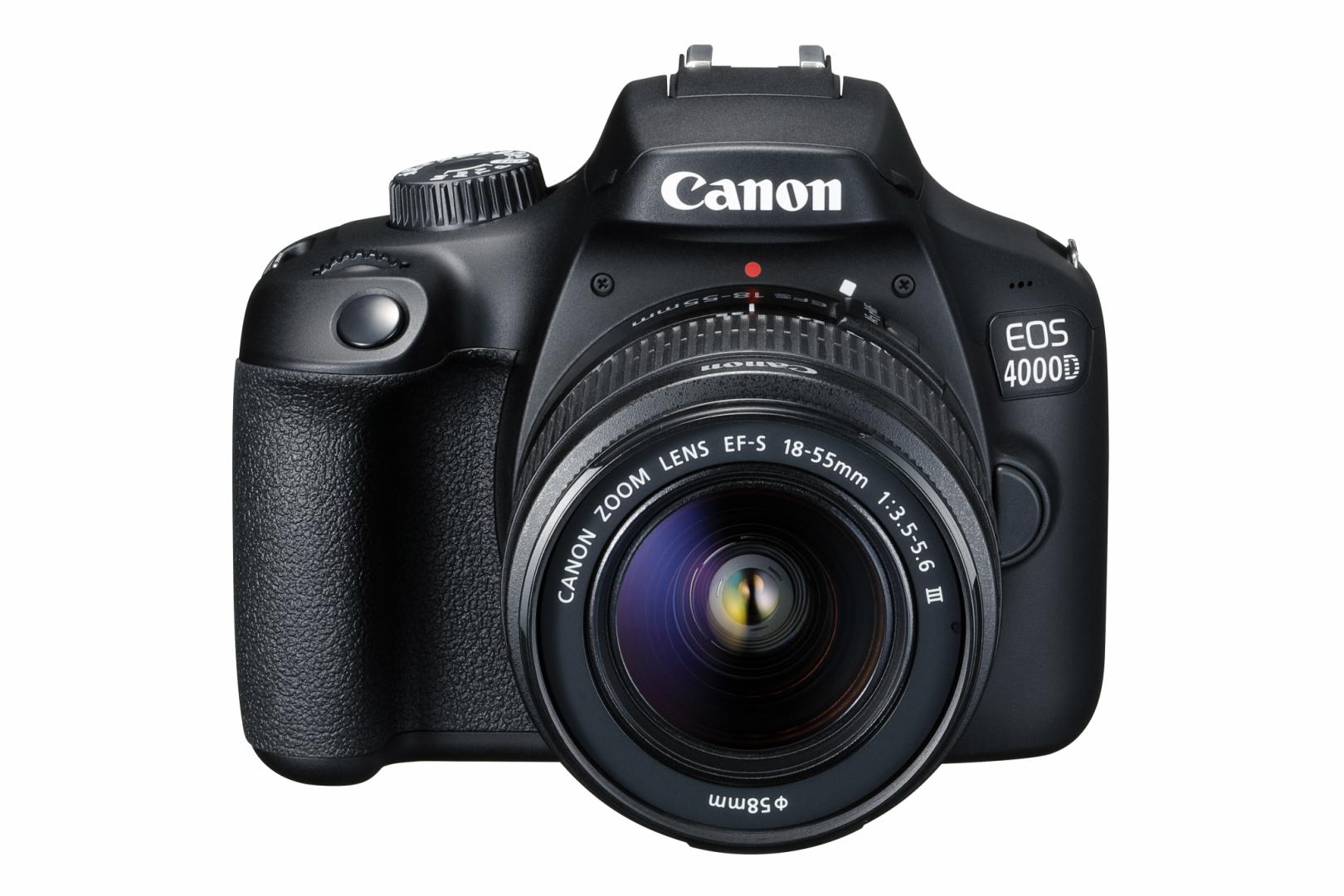 Camera foto Canon kit EOS-4000D + EF-S 18-55mm DCIII, 18.7MP,2.7" TFT fixed DIGIC 4+, 3 cadre / sec, ISO 100-6400,FullHD movies 30fps,compatibil SD/SDHC/SDXC,30-1/4000 sec,9 puncte de focus HDMI mini,USB,WI-FI, accumulator Li-ion LP-E10, montura EF/EF-S.