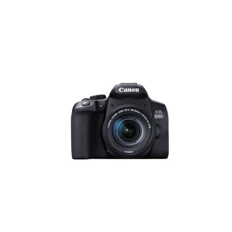 Camera foto Canon DSLR EOS 850D + EF-S 18-55 1:4-5.6 IS STM kit Black ,24.1MP, APS-C CMOS, processor imagine: Digic 8, Variangle touchscreen 7.5 cm (3.0") 3:2 Clear View II, viteza rafala 7.5 fps, ,ISO auto 100-25600 extindere pana la 51200, 45 puncte focalizare, filmare 4k 3840 x 2160 (29.97, 25