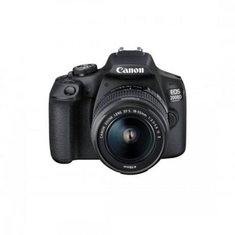 Camera foto Canon EOS-2000D kit, obiectiv EF-S 18-55mm f/3.5-5.6 IS II 24.1MP,3.0" TFT fixed DIGIC 4+, ISO 100-6400,FullHD movies 30fps,compatibil SD/SDHC/SDXC, 30-1/4000 sec,9 puncte de focus, HDMI mini,USB,WI-FI, accumulator Li-ion LP-E10, montura EF/EF-S.