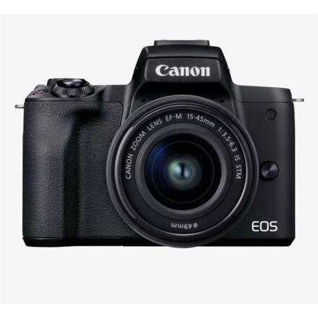 Camera foto Canon EOS M50 Mark II, Black KIT EF-M15-45 IS STM, 24.1 MP, DIGIC 8, ecran 3" LCD touchscreen, micro USB, Bluetooth, WI-FI, micro HDMI, 3.5mm jack microfon, Dual Pixel CMOS AF System, Rafala 10FPS, filmare 4K, APS-C sensor, greutate body 387g, carduri compatibile: SD, SDHC, SDXC (UHS-I