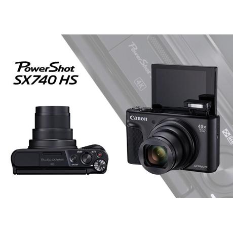 Camera foto Canon PowerShot SX740HS BK, 20.3 MP, senzor CMOS tip 1/2,3, cu iluminare din spate, 40x Zoom optic, 40x Zoom digital, 3" LCD rabatabil, processor imagine DIGIC 8, focalizare TTL, ISO100-3200, WiFi, GPS, Bluetooth, efecte fotografice, filmare 4K/ 25 fps, compatibil SD/SDHC/SDXC, HDMI