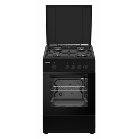 Aragaz Heinner HFSC-SME50BK, Gaz, 50X50 cm, 4 arzatoare, Dispozitiv siguranta, Capac metalic, Negru