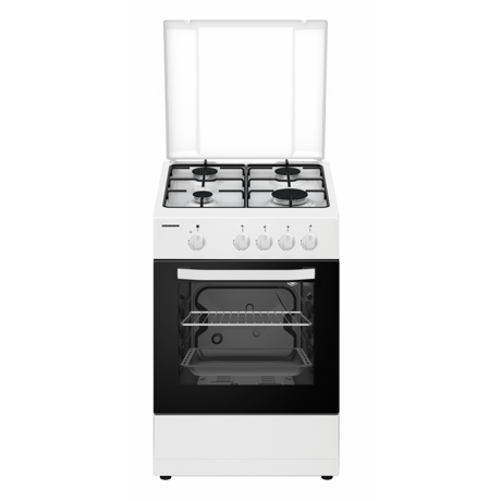 Aragaz Heinner HFSC-SME50WH, Gaz, 50X50 cm, 4 arzatoare, Dispozitiv siguranta, Capac metalic, Alb
