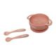 Set bol cu lingurita si furculita silicon, roz, UG-SET11PK