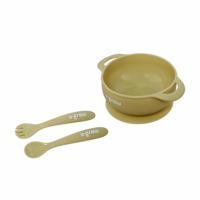 Set bol cu lingurita si furculita silicon, olive, UG-SET11OV