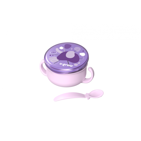 Bol 2 in 1 pentru snackuri cu lingurita, mov, U-Grow