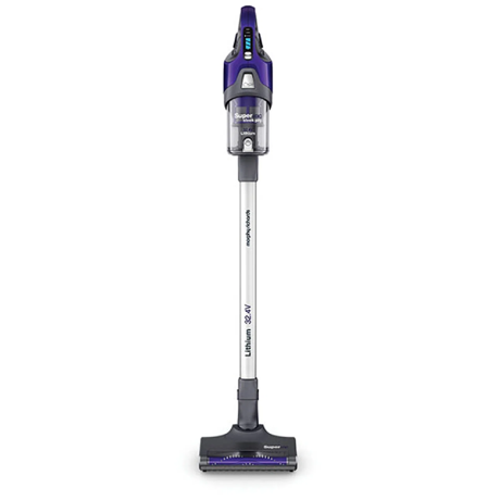 Aspirator vertical Morphy Richards Supervac Sleek Pro 2-în-1 734000EERROM, 32.4V, 0.5 L, Autonomie 60 minute (max.), 3 viteze, Perie electrica Total Clean, Gri/Albastru