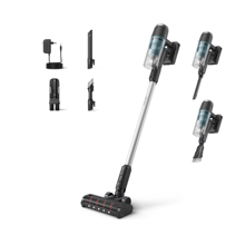 Aspirator vertical Philips XC3031/01, seria 3000 PowerCyclone 8, sistem de filtrare in 3 etape, autonomie 60 de minute, cap de aspirare cu LED, negru/argintiu