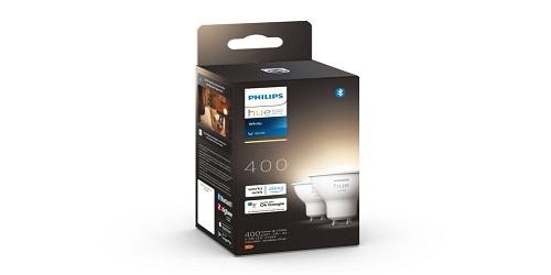 2 Becuri LED inteligente Philips Hue Spot, Bluetooth, GU10, 5.2W (57W), 400 lm, lumina calda (2700K)