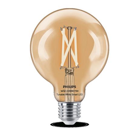 Bec LED inteligent vintage (decorativ) Philips Filament Globe Clear G95, Wi-Fi, Bluetooth, E27, 7W (60W), 806 lm, lumina alba (2700-6500K)
