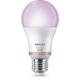 3 Becuri LED RGB inteligente Philips Bulb A60, Wi-Fi, E27, 8.8W (60W), 806 lm, lumina alba si color (2200-6500K)