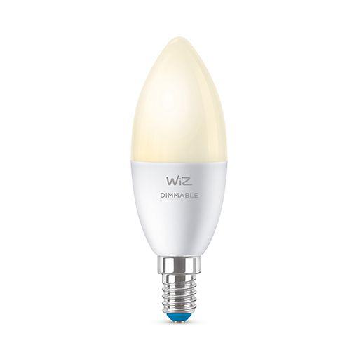 Bec LED inteligent WiZ Connected Dimmable C37, Wi-Fi, E14, 4.9W (40W) ,470 lm, lumina calda (2700K), dimabil, compatibil Google Assistant/Alexa/Siri