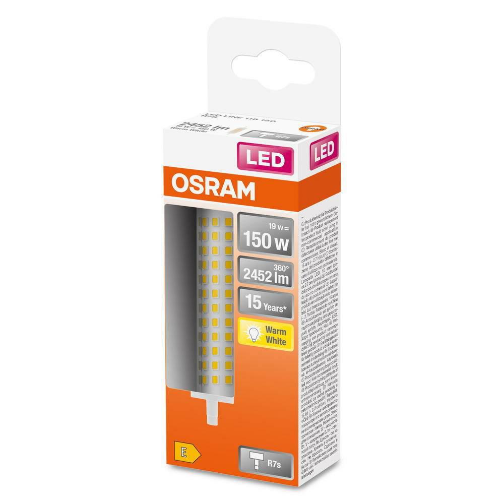 Bec LED Osram LINE, R7s, 18.2W (10W), 2452 lm, lumina calda (2700K), 118mm, Ø29mm