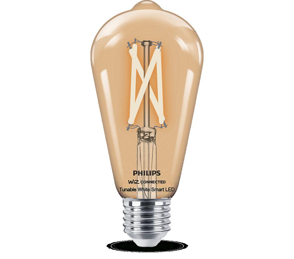 Bec LED inteligent vintage (decorativ) Philips Filament Bulb Clear ST64, Wi-Fi, Bluetooth, E27, 7W (60W), 806 lm, lumina alba (2700-6500K)