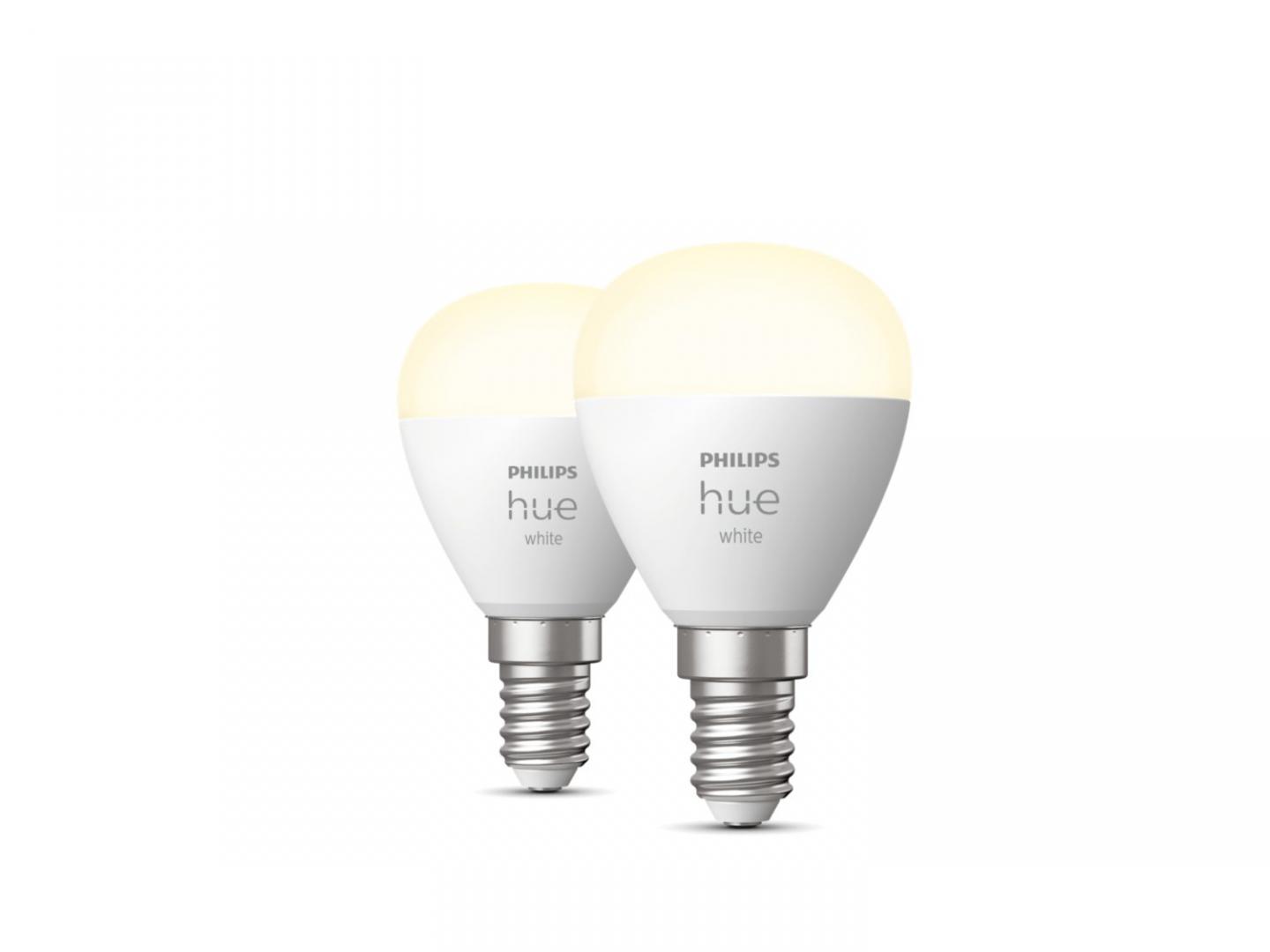 2 Becuri LED inteligente Philips Hue P45, Bluetooth, E14, 5.7W (60W), 470 lm, lumina calda (2700K)