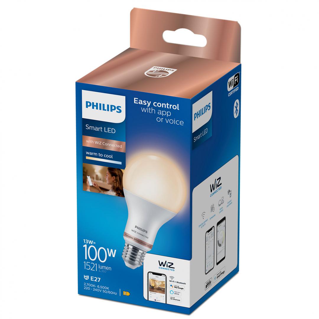 Bec LED inteligent Philips Bulb A67, Wi-Fi, Bluetooth, E27, 13W (100W), 1521 lm, lumina alba (2700-6500K)