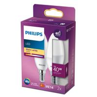 2 Becuri LED Philips B35, EyeComfort, E14, 5W (40W), 407 lm, luminacalda (2700K), mat