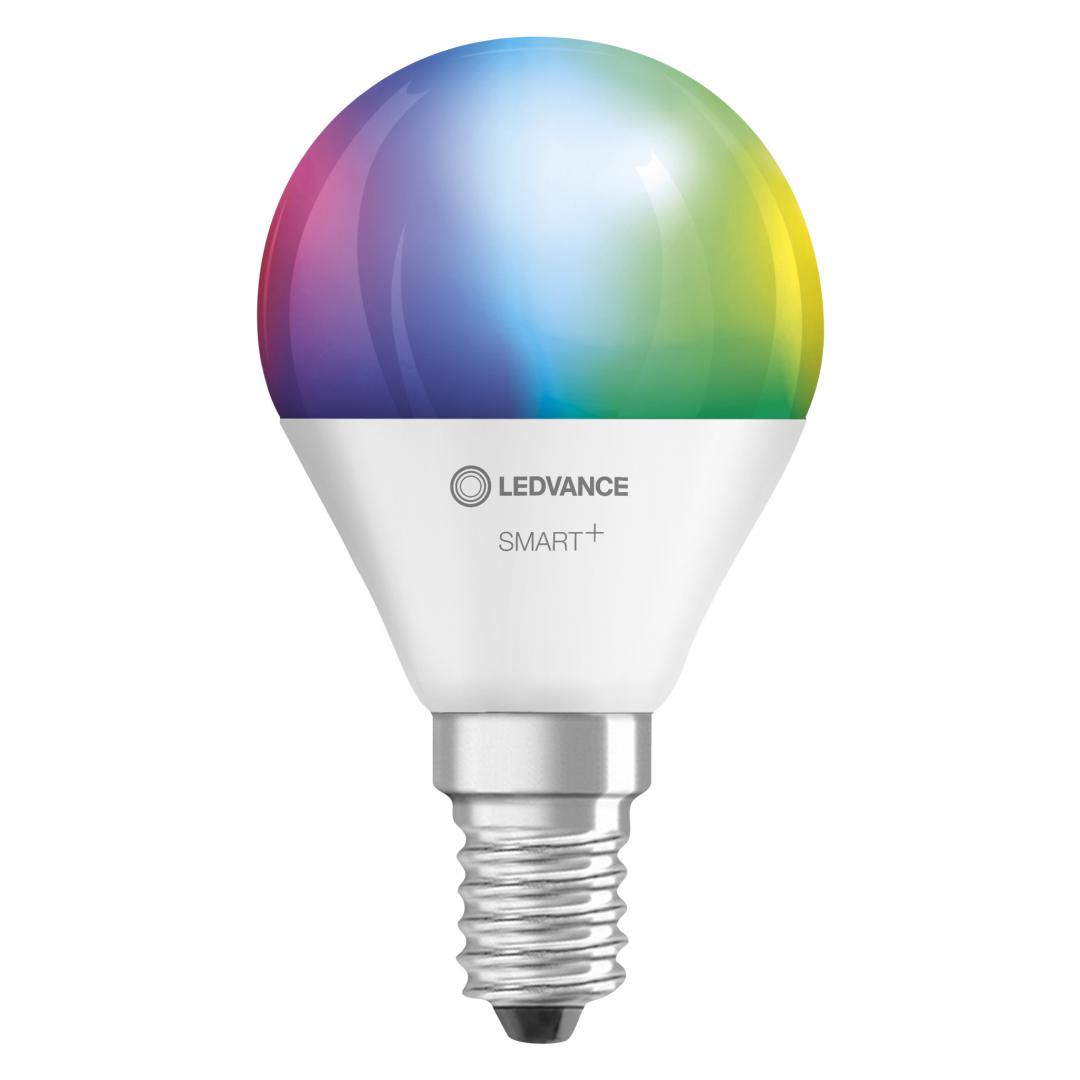 Bec LED RGB inteligent Ledvance SMART+ WiFi Mini Bulb Multicolour P, E14, 4.9W (40W), 470 lm, lumina alba si color (2700-6500K)