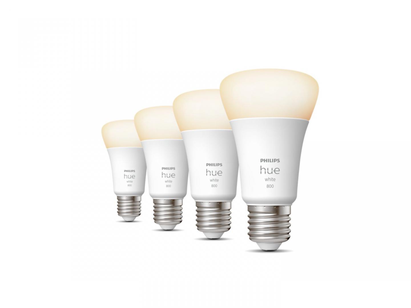 4 Becuri LED inteligente Philips Hue A60, Bluetooth, E27, 9W (60W), 800 lm, lumina calda (2700K)