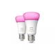 2 Becuri LED RGB inteligente Philips Hue A60, Bluetooth, E27, 9W (75W), 1100 lm, lumina alba si color (2000-6500K)