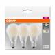 3 Becuri LED Osram Base Classic A, E27, 7W (60W), 806 lm, lumina calda (2700K), semi-transparent