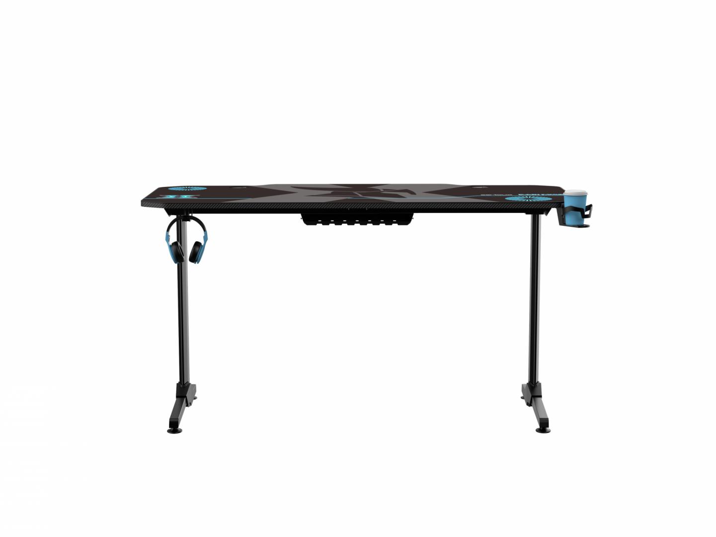 Birou gaming Serioux Radiance, material  otel carbon laminat, grosime 1.5mm, blat MDF invelit in fibra de carbon, dimensiuni blat: 1400*660* 15mm, mousepad pe intreaga suprafata a blatului(rezistent la apa), dimensiuni mouse pad: 1400*660*2mm, suport casti, suport cana/pahar, sistem management