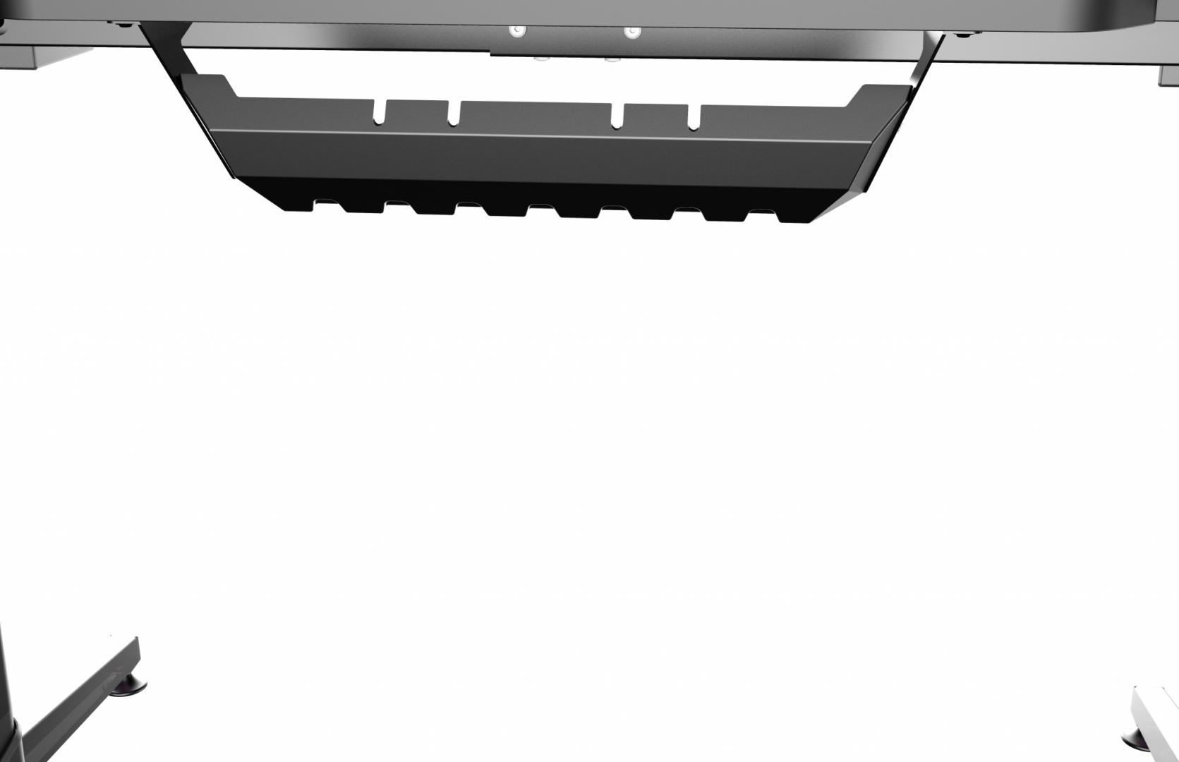 Birou gaming Serioux eRadiance, cu reglaj electric pe inaltime, inaltime ajustabila: 720 - 1230mm, material otel carbon laminat,  grosime 1.5mm, blat MDF invelit in fibra de carbon, dimensiuni blat: 1400*660*18mm, mousepad pe intreaga suprafata a blatului (rezistent la apa), dimensiuni mousepad