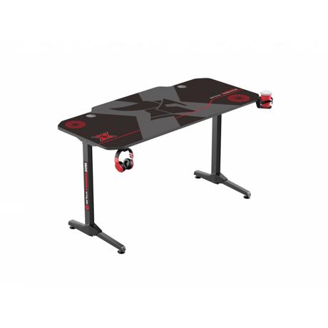 Birou gaming Serioux Radiance, material  otel carbon laminat, grosime 1.5mm, blat MDF invelit in fibra de carbon, dimensiuni blat: 1400*660* 15mm, mousepad pe intreaga suprafata a blatului(rezistent la apa), dimensiuni mouse pad: 1400*660*2mm, suport casti, suport cana/pahar, sistem management