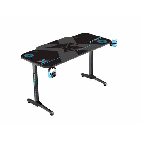 Birou gaming Serioux Radiance, material  otel carbon laminat, grosime 1.5mm, blat MDF invelit in fibra de carbon, dimensiuni blat: 1400*660* 15mm, mousepad pe intreaga suprafata a blatului(rezistent la apa), dimensiuni mouse pad: 1400*660*2mm, suport casti, suport cana/pahar, sistem management