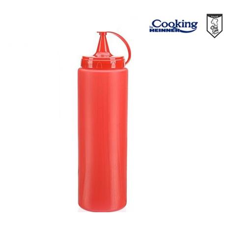 Recipient dispenser pentru sosuri COOKING BY HEINNER CHEF LINE HR-GMP-0500R, 0.5L, Plastic rosu, Diametru 7 cm, H 20 cm