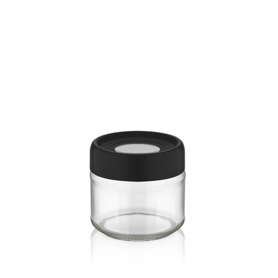 BORCAN DEPOZITARE STICLA  CU CAPAC, 300 ML  NEGRU, ART OF DINING BY HEINNER