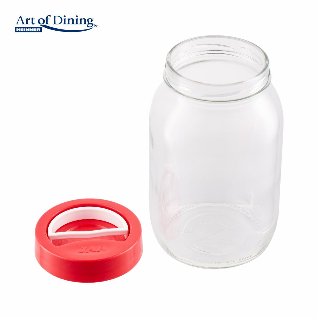 Borcan pentru depozitare din sticla, cu capac din plastic rosu ART OF DINING BY HEINNER HR-AND-002