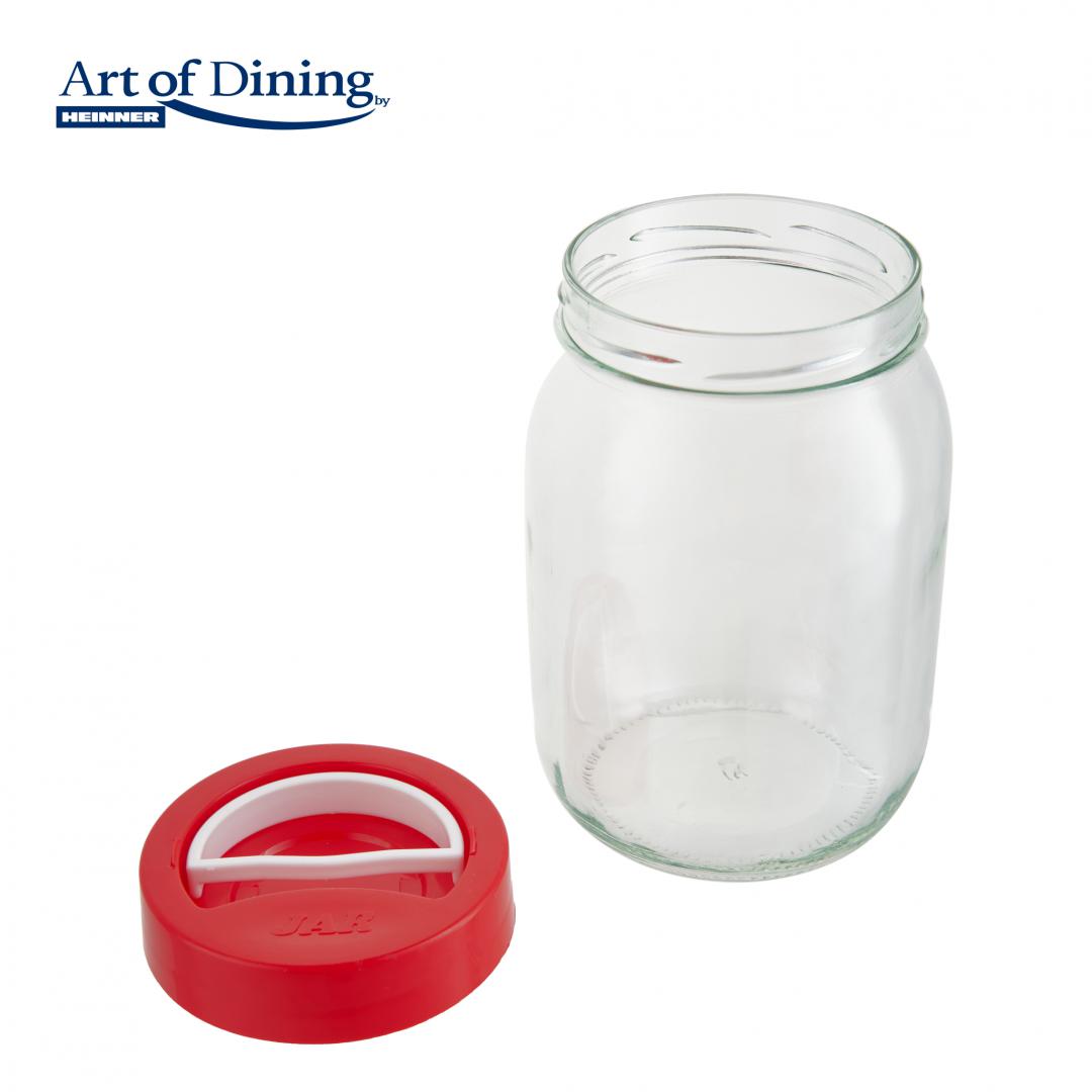 Borcan pentru depozitare din sticla, cu capac din plastic rosu ART OF DINING BY HEINNER HR-AND-015