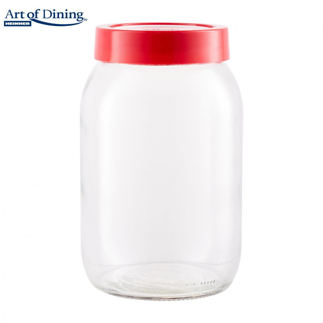 Borcan pentru depozitare din sticla, cu capac din plastic rosu ART OF DINING BY HEINNER HR-AND-002
