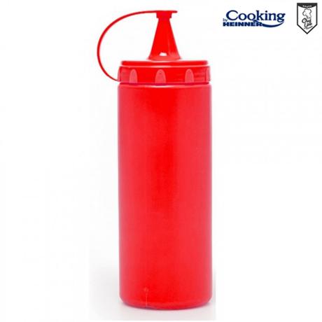 Recipient dispenser pentru sosuri COOKING BY HEINNER CHEF LINE HR-GMP-0700R, 0.7L, Plastic rosu, Diametru 7 cm, H 25 cm