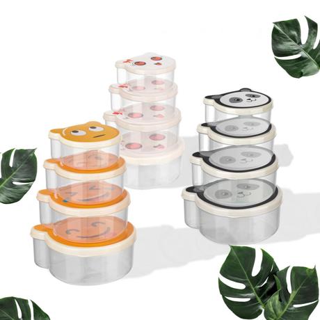 SET 4 CASEROLE CU CAPAC , PLASTIC,  ART OF DINNING BY HEINNER ( mix 3 modele in bax  - smiley/ pucca / bear)