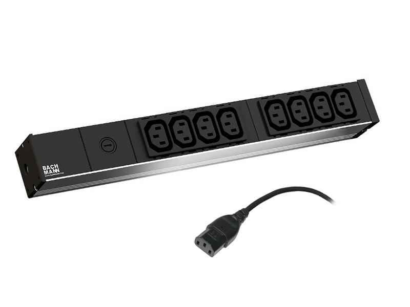 Bachmann IT PDU 8x prize IEC13,10A microfuse, interchangeable,in IEC 13 , Cable: 2.0m H05VV-F 3G 1.50 mm