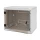Rack de perete Triton sectiune simpla 12U 600mm adancime usa sticla panouri laterale fixe sectiuni ventilatie activa, sectiuni acces cabluri sus/jos/spate securizare cu cheie, 1 pereche montanti reglabili IP30 gri