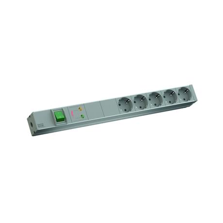 Bachmann IT PDU  5xSchuko, 1xintrerupator, cordon 2 metri cu fisa Schuko, profil AL, cu intrerupator, protectie la supratensiune, Filtru retea